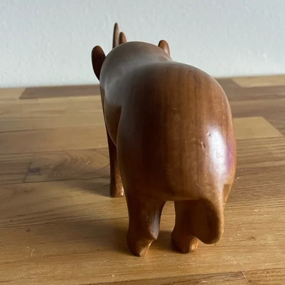 Vintage Hand Carved Wooden Rhino - Picture 2 of 6